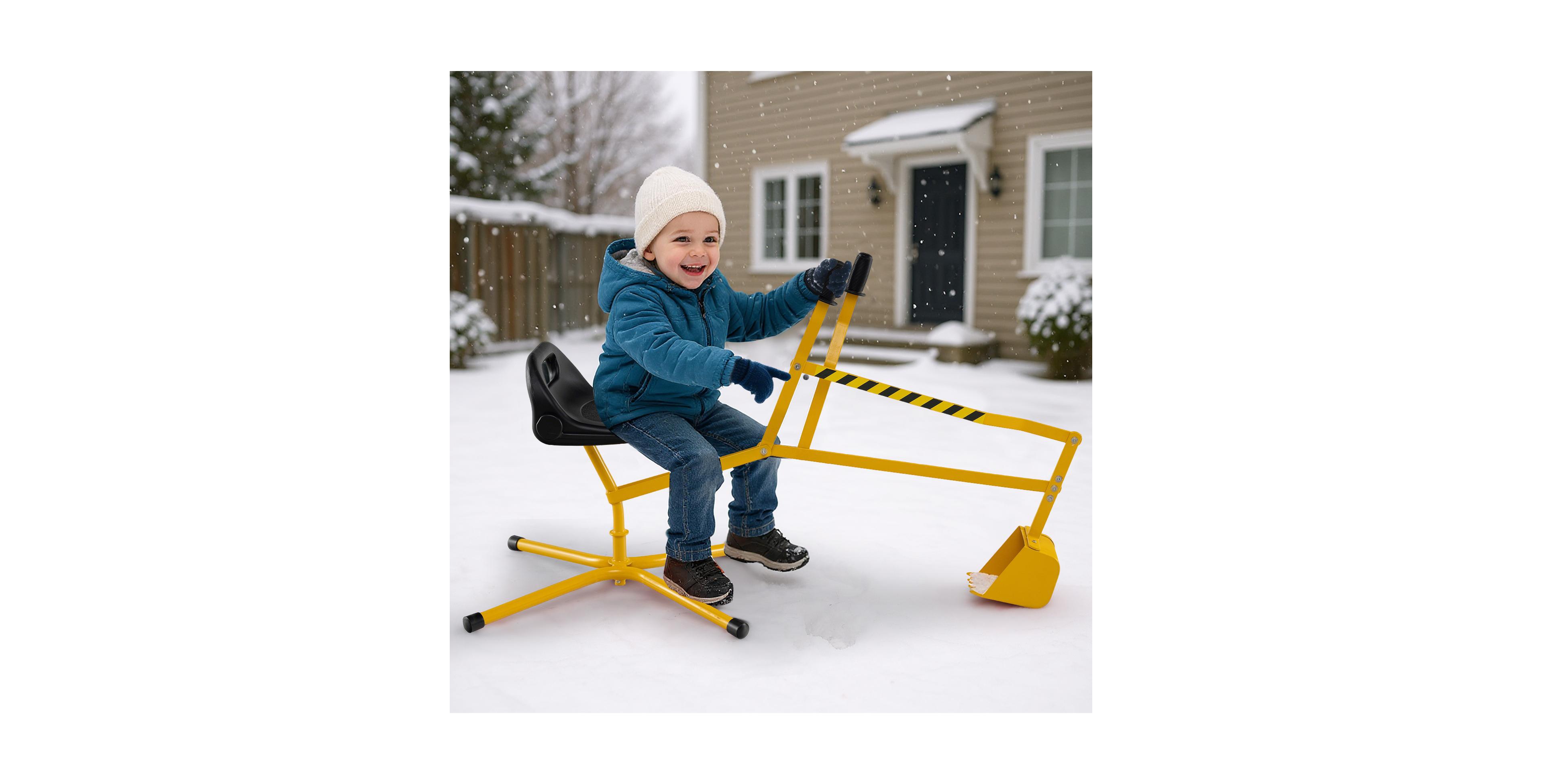 Gymax Kids Ride on Sand Digger w/ 360° Rotatable Seat Flexible Shovel for Dirt Snow