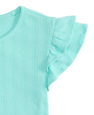 Little & Big Girls Ruffled-Sleeve Pointelle Top, Macy's Exclusive