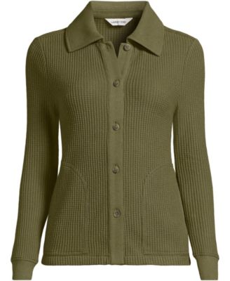 Women's Long Sleeve Waffle Collared Shacket