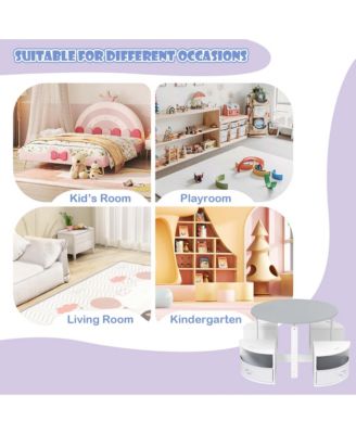 5 Piece Kids Play Table and Chairs Set Round Nesting Table Toddler Furniture