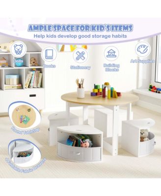 5 Piece Kids Play Table and Chairs Set Round Nesting Table Toddler Furniture