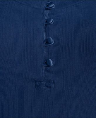 Women's 3/4 Sleeve Variegated Micro Rib Henley