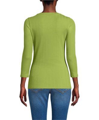 Women's 3/4 Sleeve Variegated Micro Rib Henley