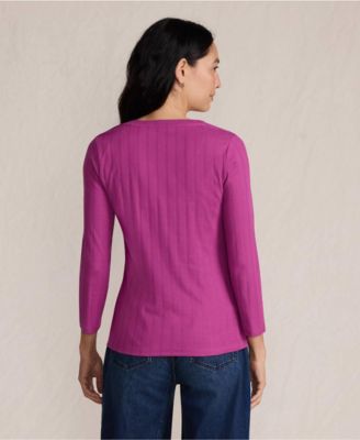 Women's 3/4 Sleeve Variegated Micro Rib Henley