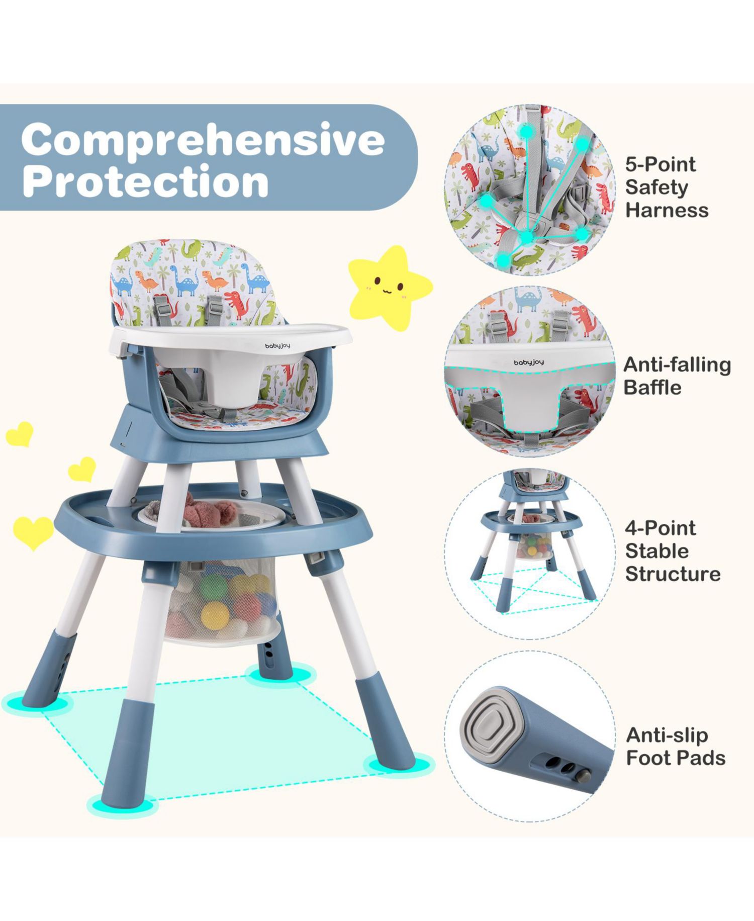 16-in-1 Baby High Chair w/ Activity Center Booster Seat Building Block Table