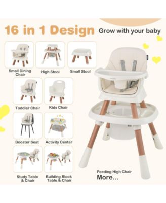 16-in-1 Baby High Chair w/ Activity Center Booster Seat Building Block Table