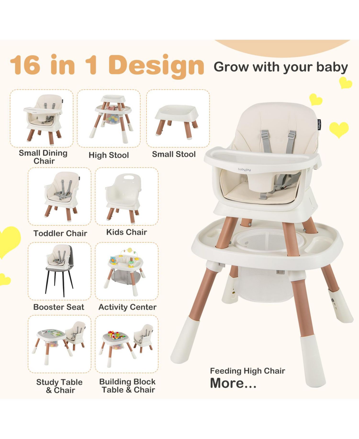 16-in-1 Baby High Chair w/ Activity Center Booster Seat Building Block Table