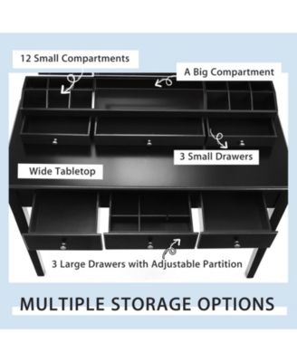 Generic 2-Pc. Wood Tri-Folding Lighted Mirror Vanity Table Set with Stool