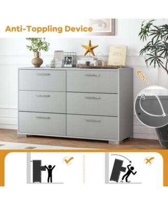 6 Drawer Storage Cabinet with Metal Legs Handles with Anti-Toppling Devices