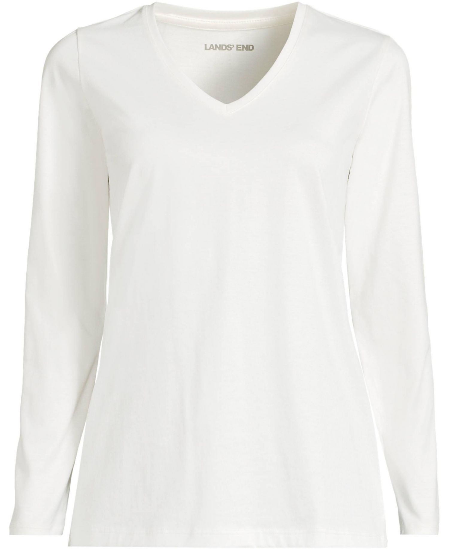 Petite Relaxed Supima Cotton Long Sleeve V-Neck T-Shirt