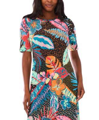 Women's 3/4-Sleeve Crewneck Maxi Dress