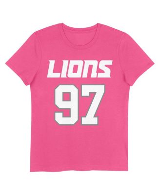Big Girls Aidan Hutchinson Pink Detroit Lions Player Name Number T-Shirt