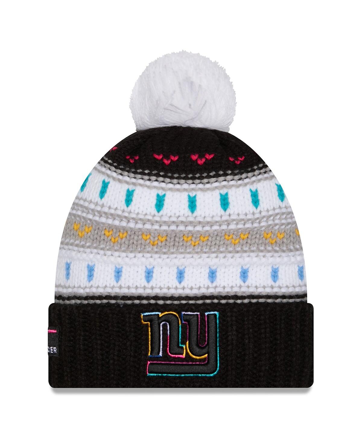 New Era Women's Black New York Giants 2025 Nfl Crucial Catch Cuffed Knit with Pom Hat