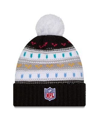 Women's Black Los Angeles Chargers 2025 NFL Crucial Catch Cuffed Knit with Pom Hat