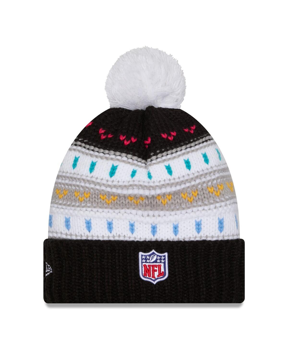 New Era Women's Black Indianapolis Colts 2025 Nfl Crucial Catch Cuffed Knit With Pom Hat In Black
