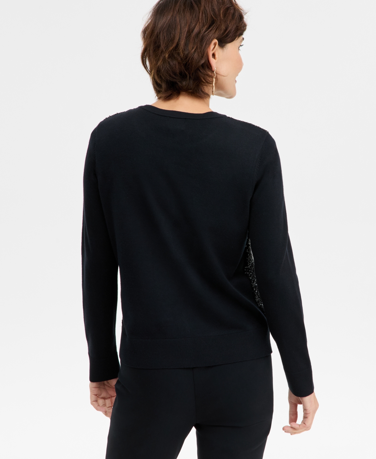 Jm Collection Petite Textured Long-sleeve Cardigan, Macy's Exclusive In Black