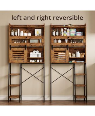 Over The Toilet Storage with Cabinet for Bathroom, Vintage Brown