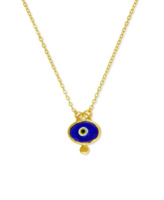 Ottoman Hands Alara Evil Eye Pendant Necklace - Navy 102$