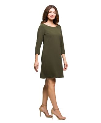Women's Three Quarter Sleeve A Line Knee Length Dress