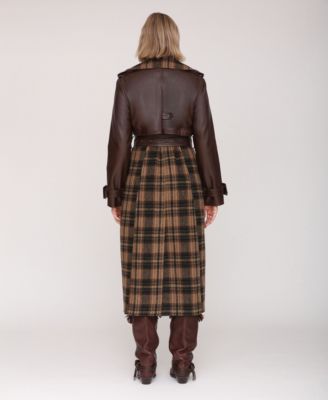 Women's Plaid Oversized Maxi Trench Coat