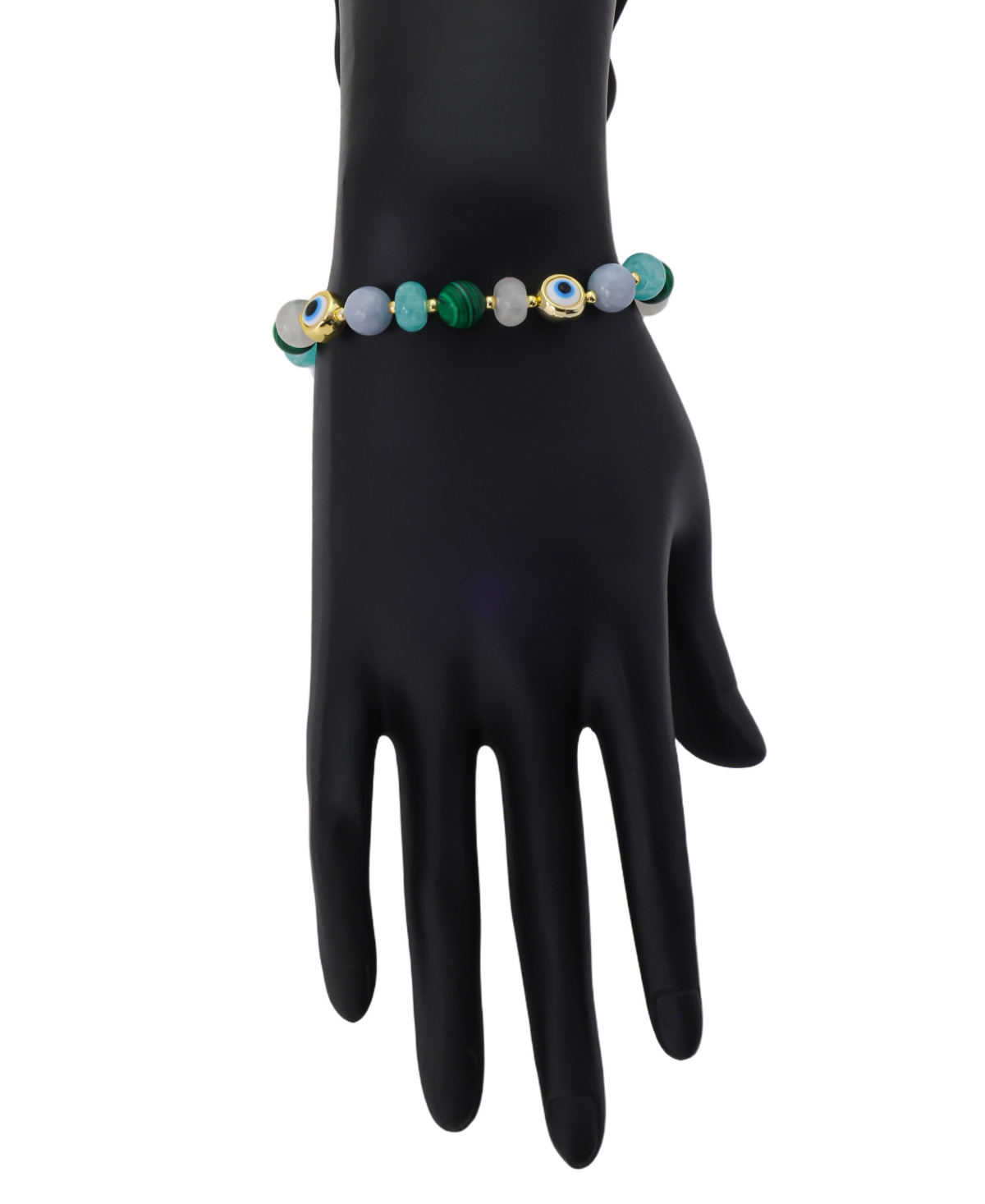 Unwritten Semi-precious Stone Evil Eye Stretch Bracelet In Gold