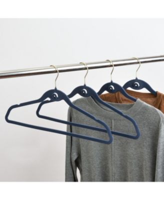 30PK Heavy Duty Velvet Hangers with Cascade Hook, 360 Degree Rotatable Hook Navy