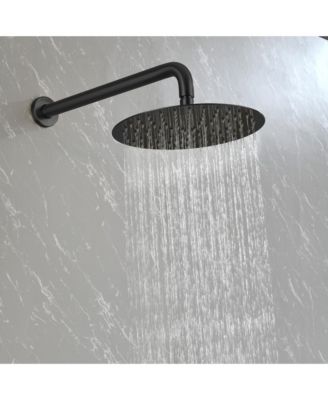 Wall Mounted Shower Faucet Set with High Pressure 10&amp;quot; Stainless Steel Rain Shower 2 Way Pressure Balance Shower Valve Kit, Black