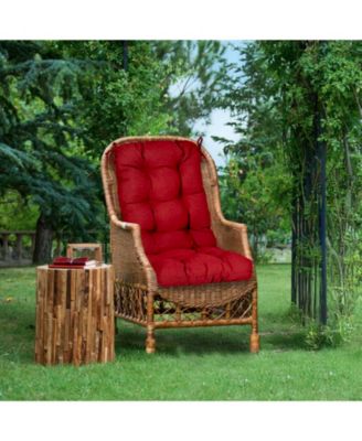 Outdoor 42"x 20" x5" Tufted Back Cushions Patio Replacement Chair Cushion with Ties, Water and Fade Resistant for All Weather, Set of 2