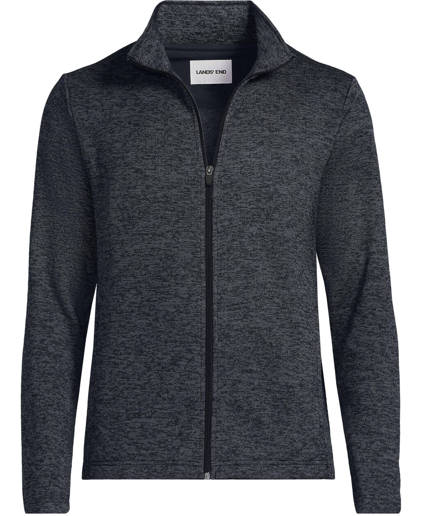 Мужская куртка Lands' End Sweater Fleece Zip Front, цвет: Чёрный меланжевый — фото 3