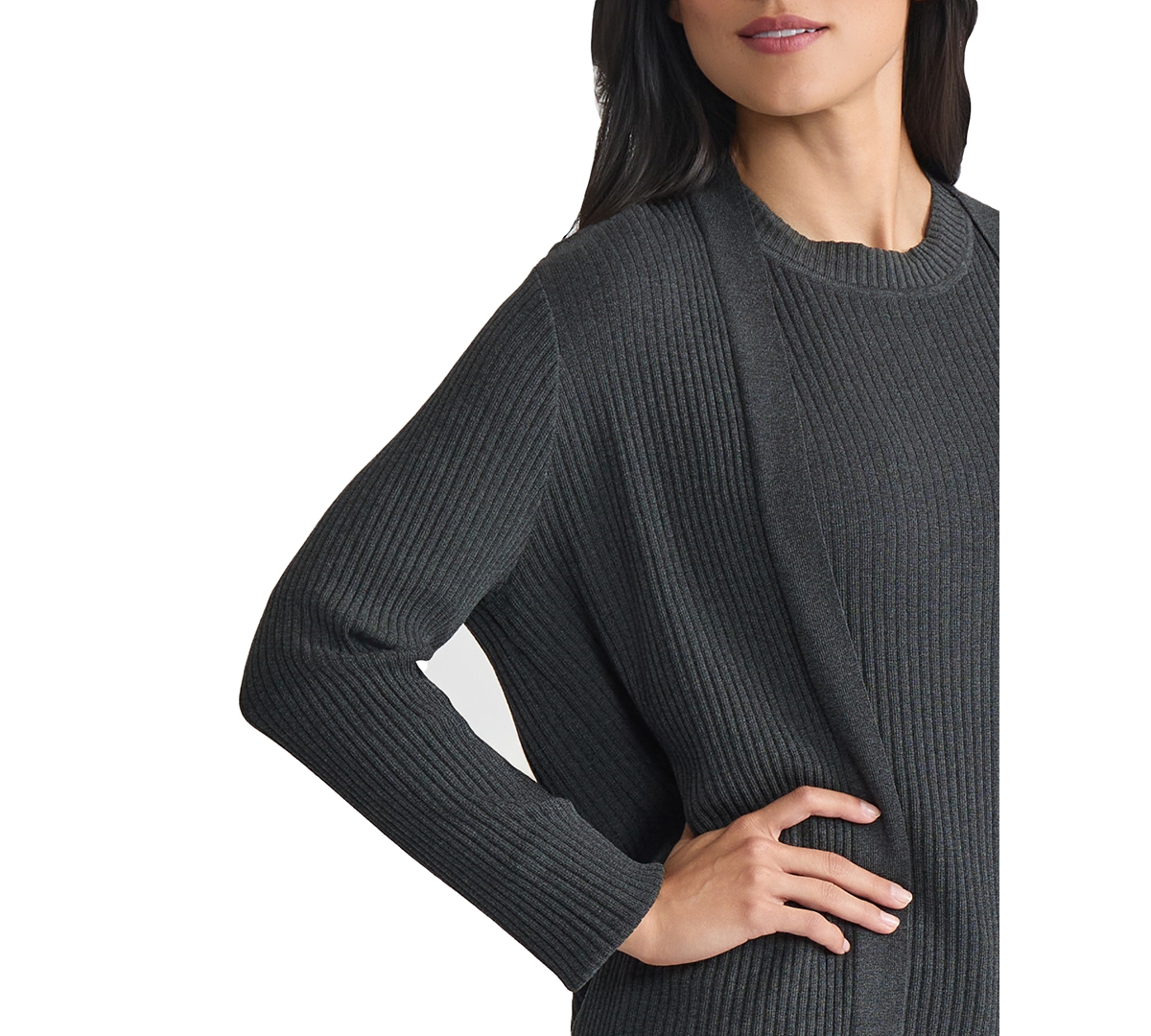 Jones New York Women's Sutton Open Front Long Sleeve Cardigan Sweater