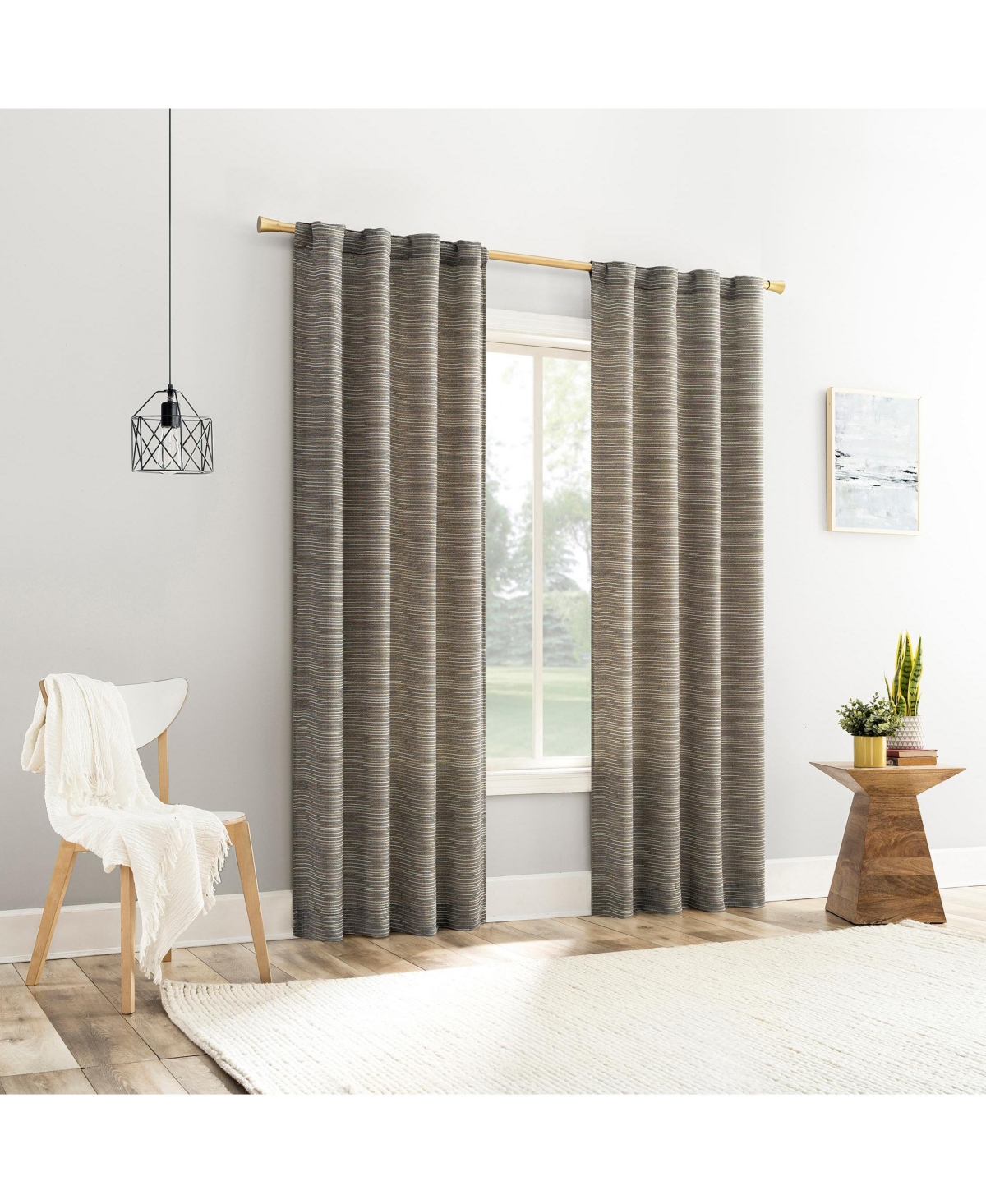 Lenora Space Dyed Textured Semi-Sheer Back Tab Curtain Panel