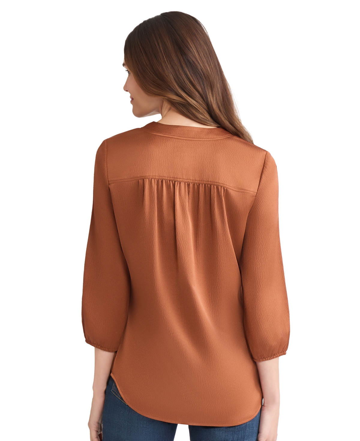 Jones New York Women's V-neck 3/4 Sleeve Top In Brown