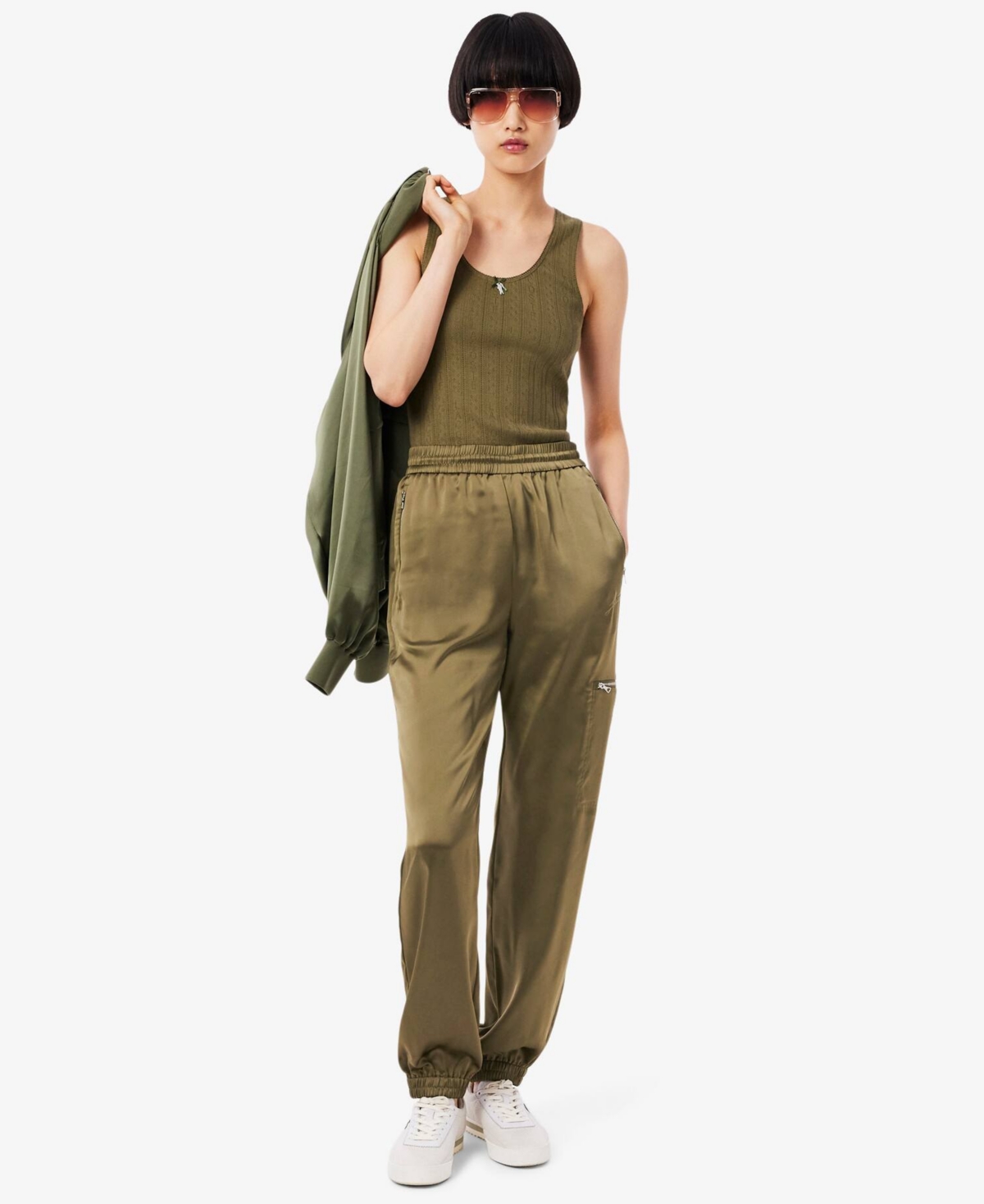 Lacoste Usa Women's Oversized Fit Jogger Pants In Green