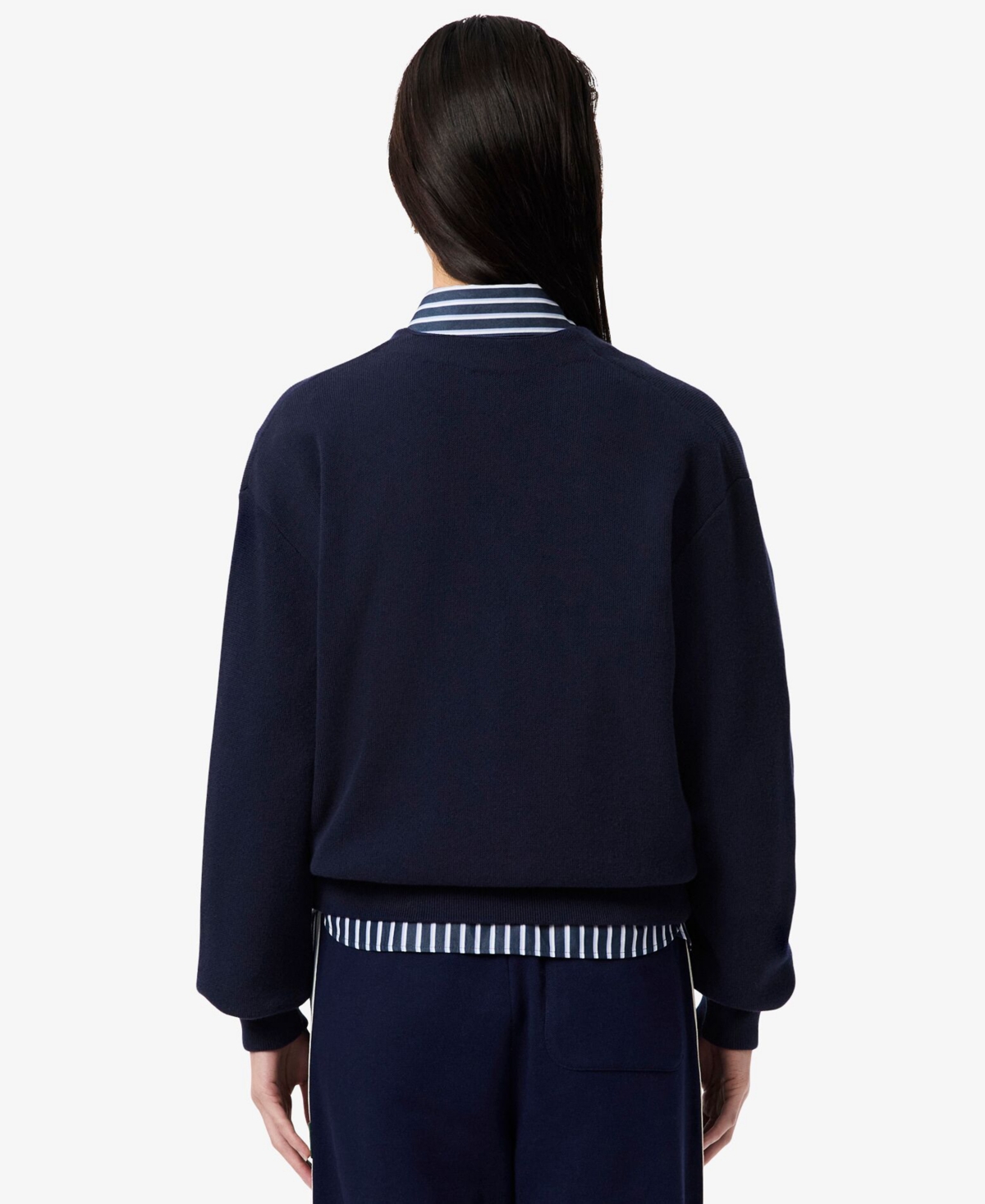 Lacoste Usa Women's V-neck Cardigan Sweater In Blue