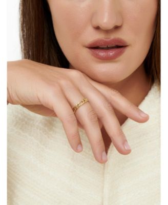 Figaro Link Ring in Gold Plated Sterling Silver, Size 7