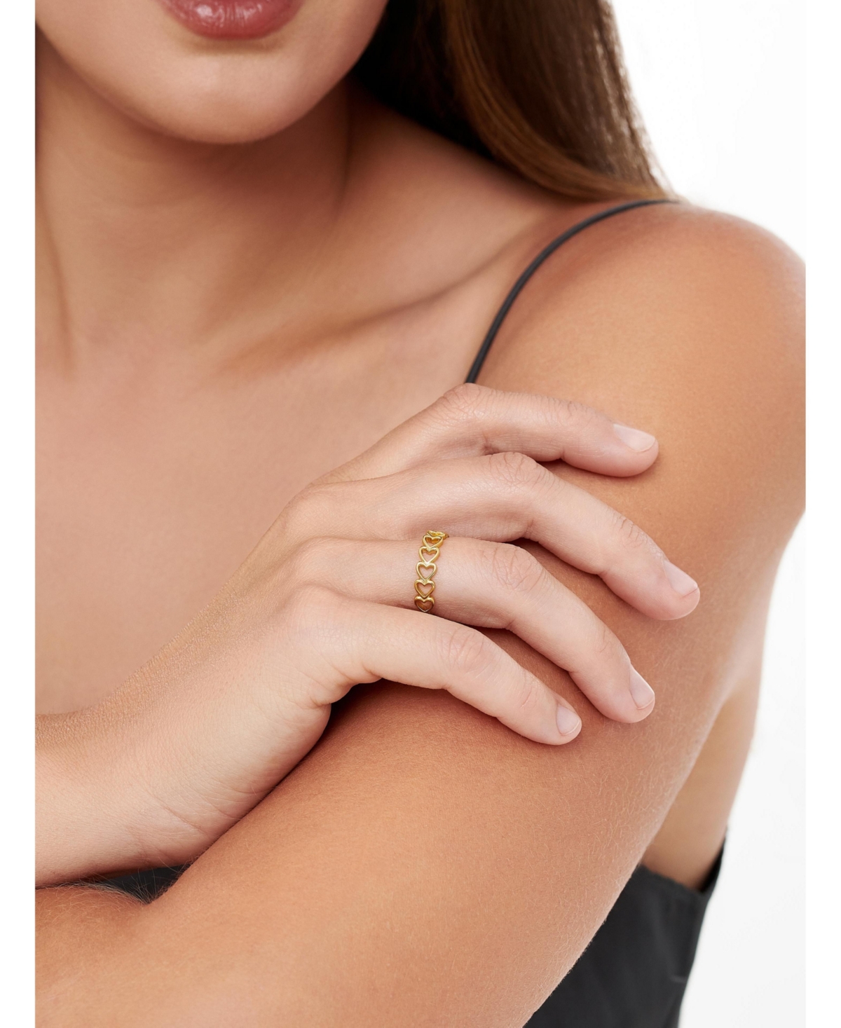Devata Open Heart Ring in Gold Plated Sterling Silver