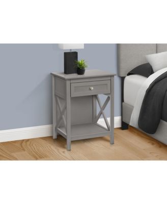 Accent Table, End, Side Table, 2 Tier, Bedroom, Nightstand, Lamp, Storage Drawer, Antique Grey Veneer, Transitional