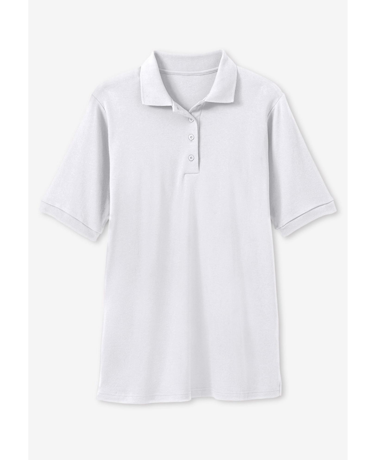 Woman Within Plus Elbow-Sleeve Polo Tunic