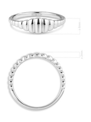 Ribbed Ring in Rhodium Plated Sterling , Size 7
