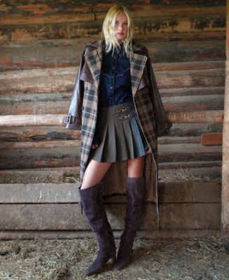 Women's Plaid Oversized Maxi Trench Coat