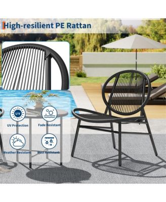3-Piece Outdoor Seating Acapulco Chair All Weather Small Patio Bistro Set of 2 Chairs and Side Table Modern Outdoor Furniture