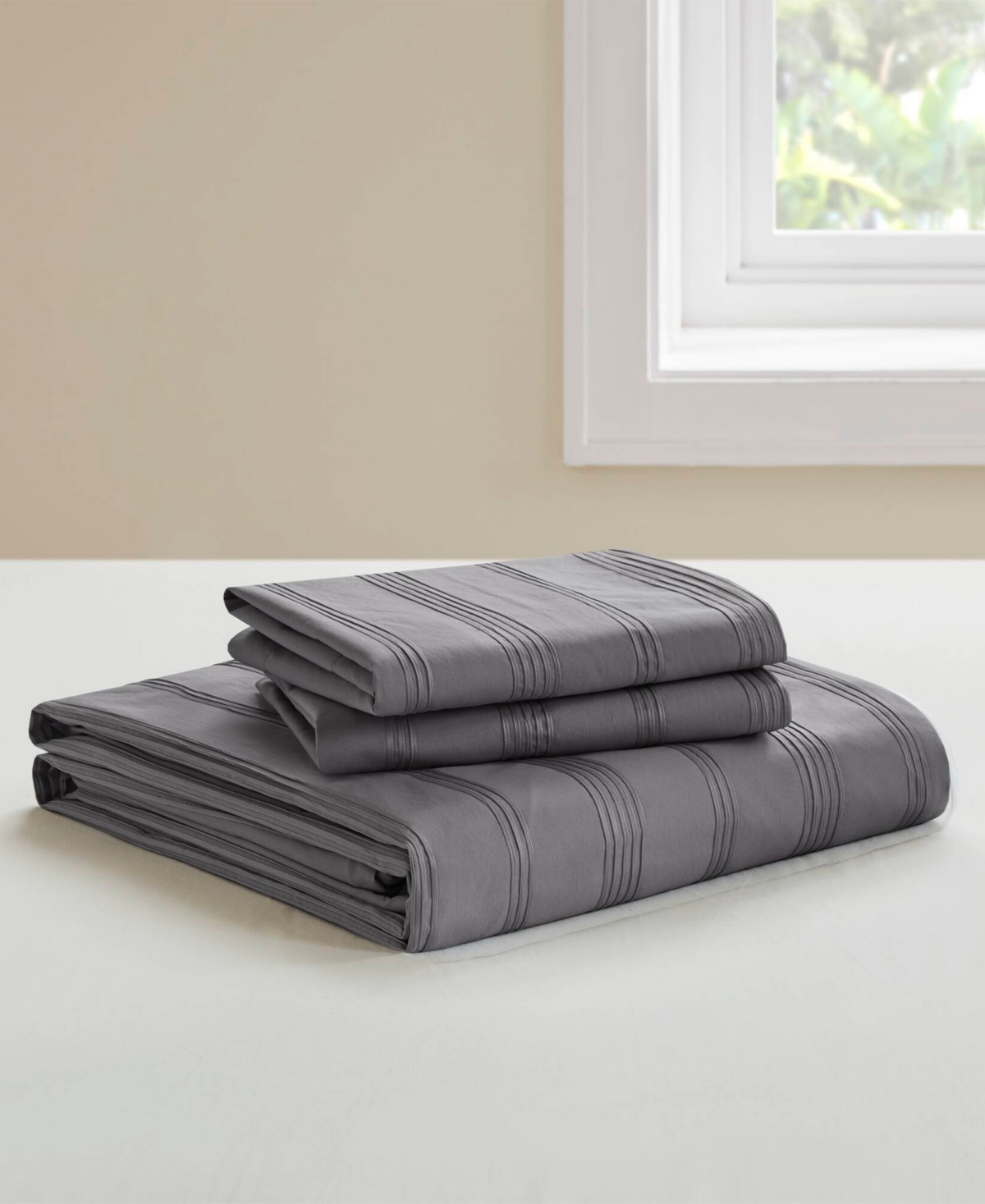 510 Design Logan Woven Striped 3-pc. Duvet Cover Set, King In Gray