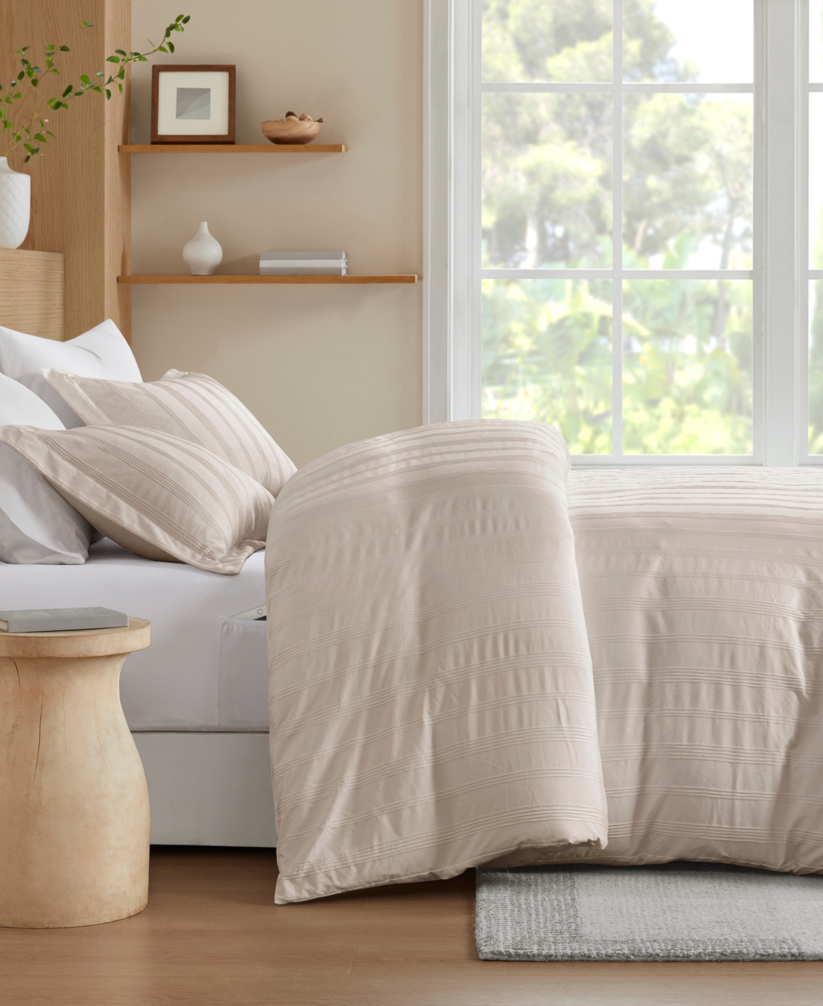 510 Design Logan Woven Striped 3-pc. Duvet Cover Set, Queen In Neutral