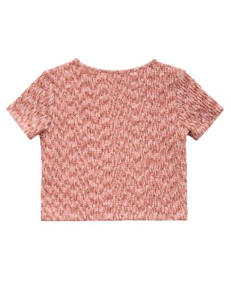 Girls' 7-16 Mini Me Style Pleated Short Sleeve Top