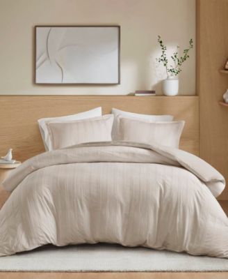 510 Design Logan Woven Striped 3-Pc. Duvet Cover Set, King - Neutral, King