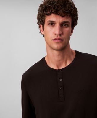 Men's Henley Neck Sleep Top