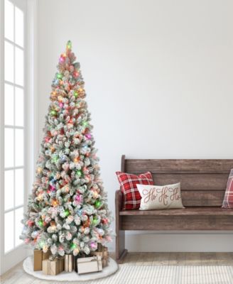 Puleo 6.5FT Pre-Lit Flocked Vancouver Pine Tree