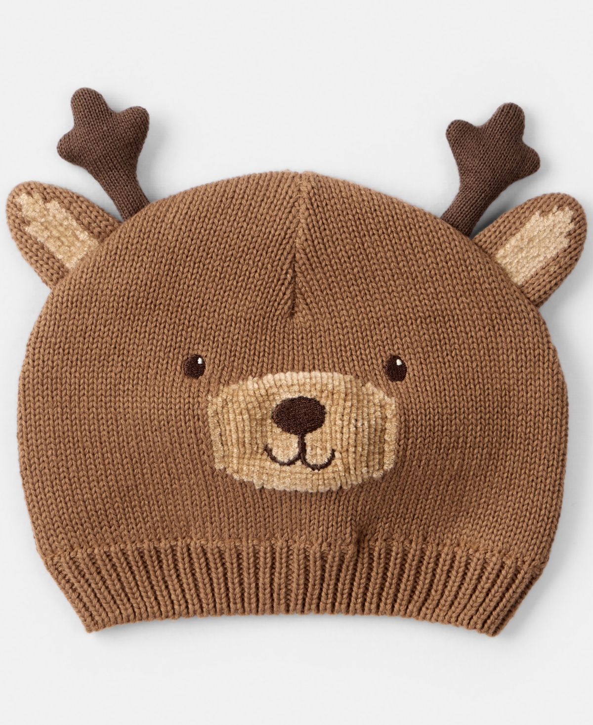Carter's Baby Boys Or Baby Girls Christmas Reindeer Crochet Hat In Brown