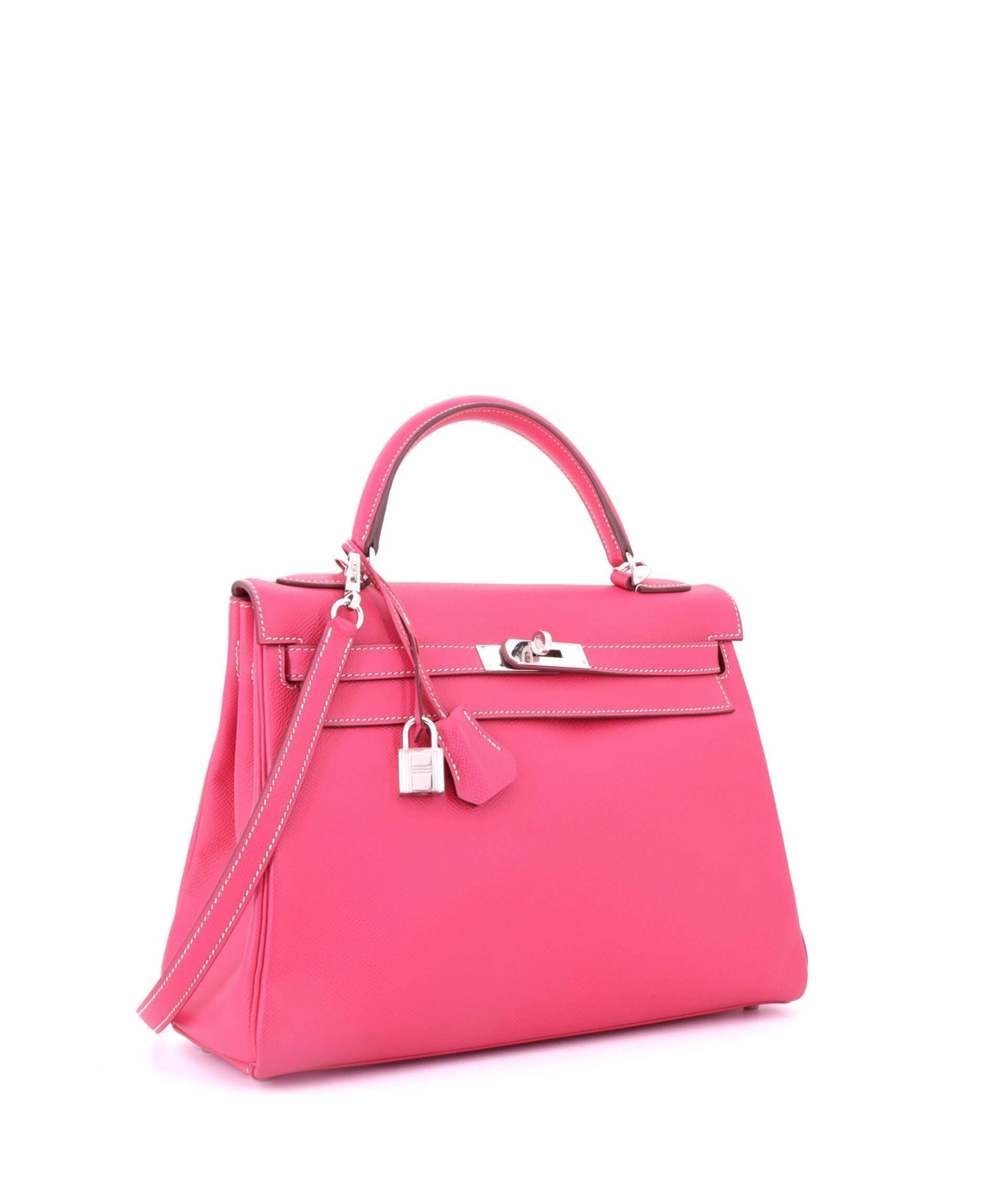Pre-Owned Hermes Kelly 32 Handbag Pink Epsom with Palladium Hardware