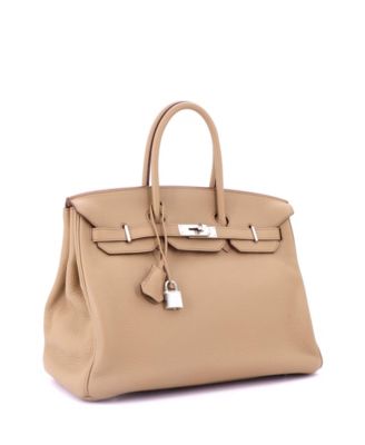 Pre-Owned Hermes Birkin 35 Handbag Light Togo with Palladium Hardware